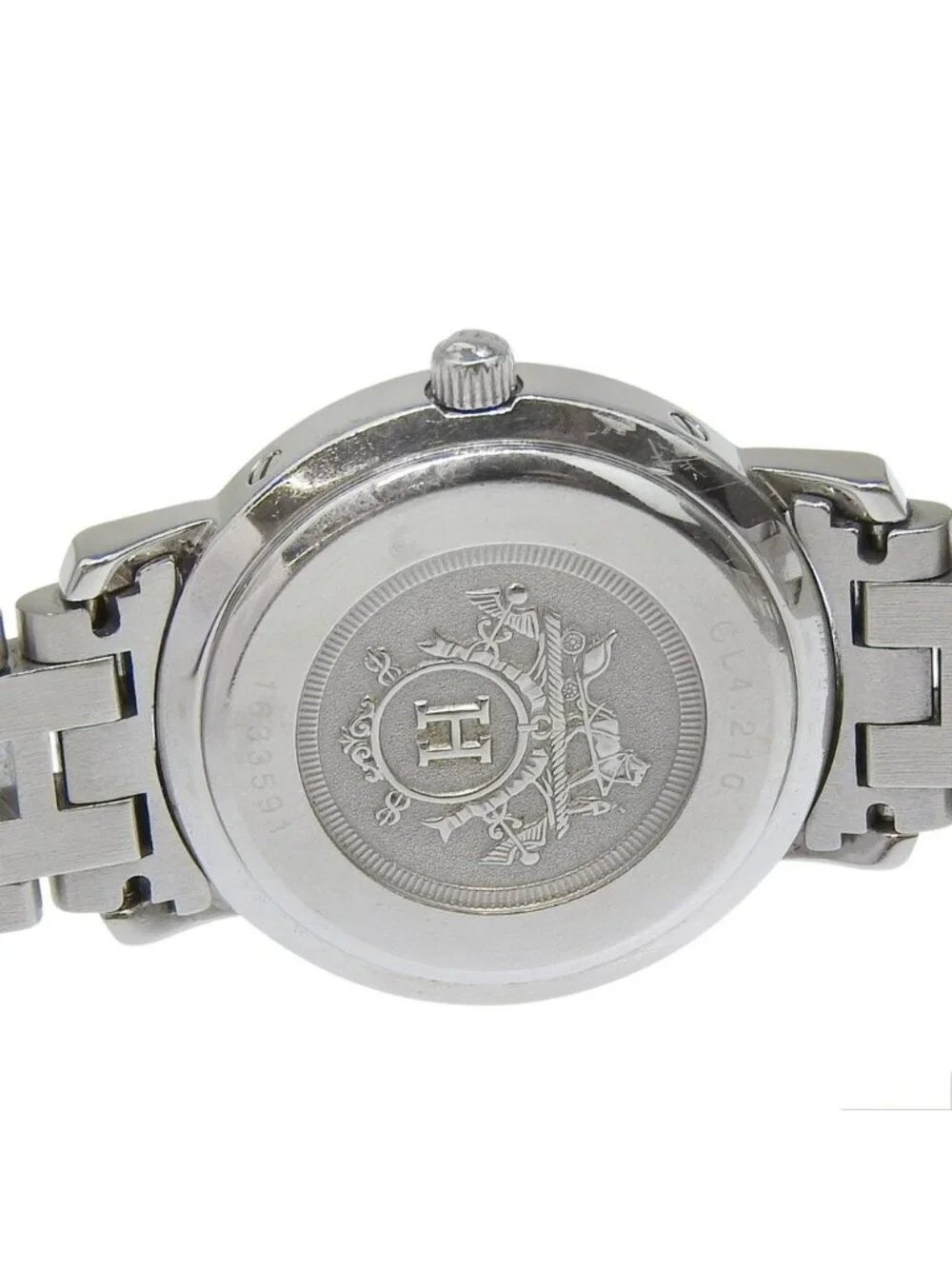 Hermes Clipper Stainless Steel Quartz Analog Display Brown Dial Watch